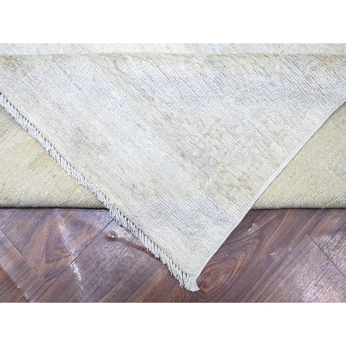 12'X15'10" Ivory Wool Hand Knotted Angora Oushak Oversized Rug