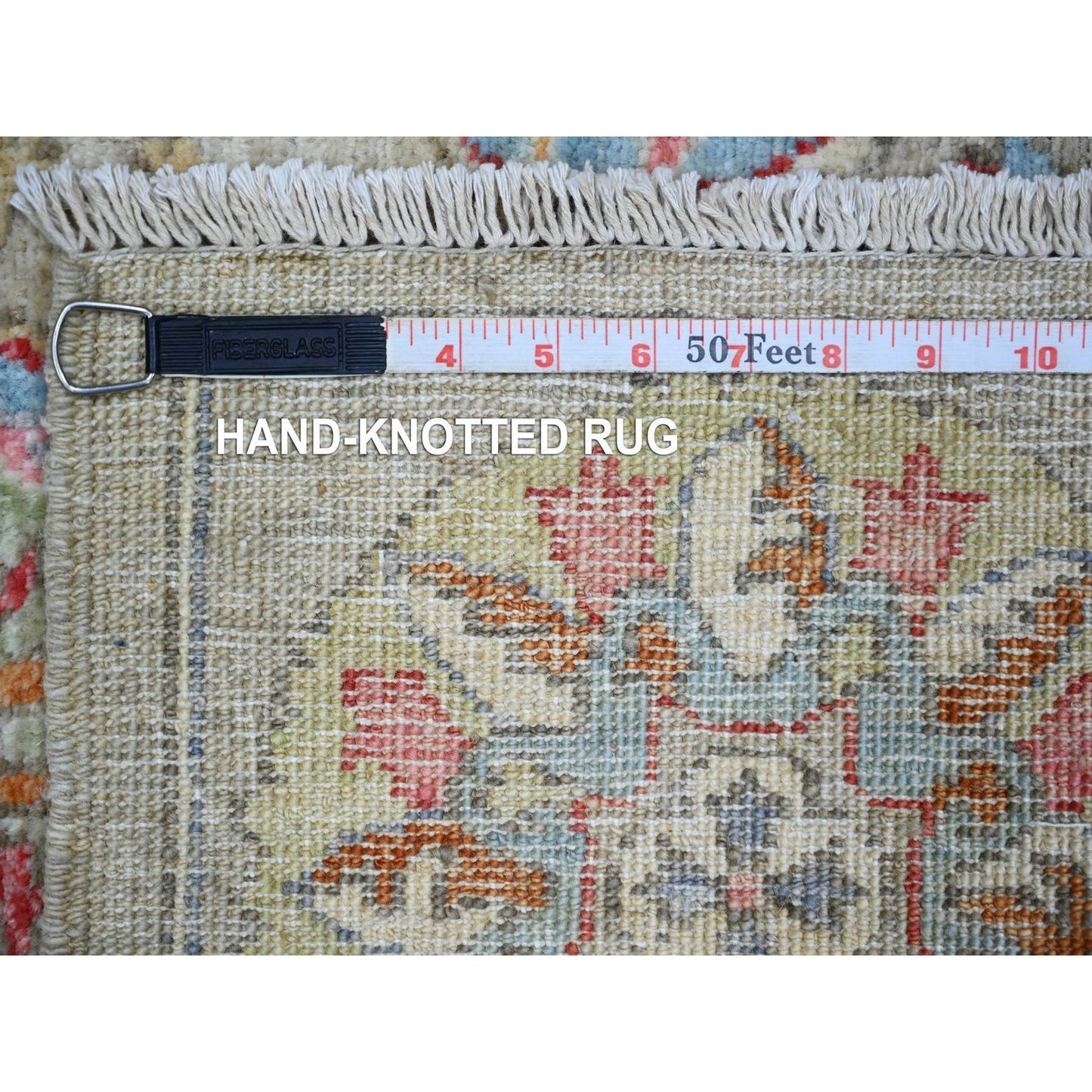 4'X5'10" Tan Color, Pure Wool, Hand Knotted Finer Peshawar Oriental Rug