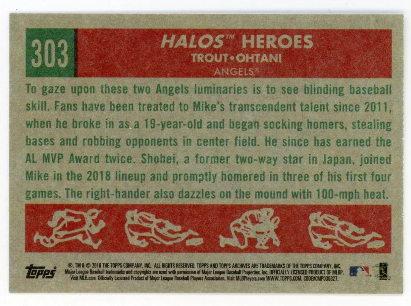 Mike Trout And Shohei Ohtani 2018 Topps Halos Heroes #303 Card