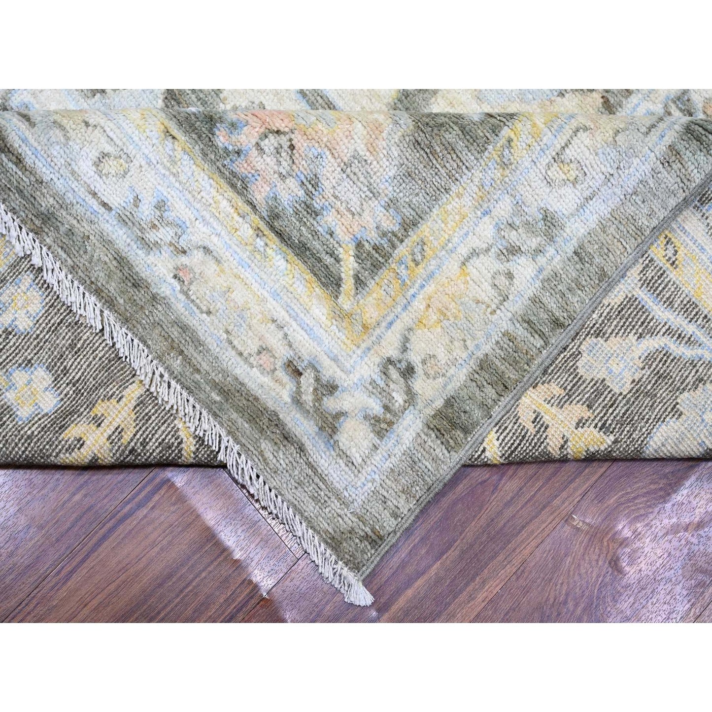 11'9"X17'6" Gray Afghan Angora Oushak Wool Hand Knotted Oriental Rug