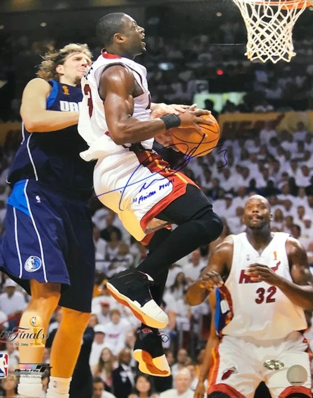 Dwyane Wade Autographed "Final Mvp" Vs. Nowitzki 16X20 Photo