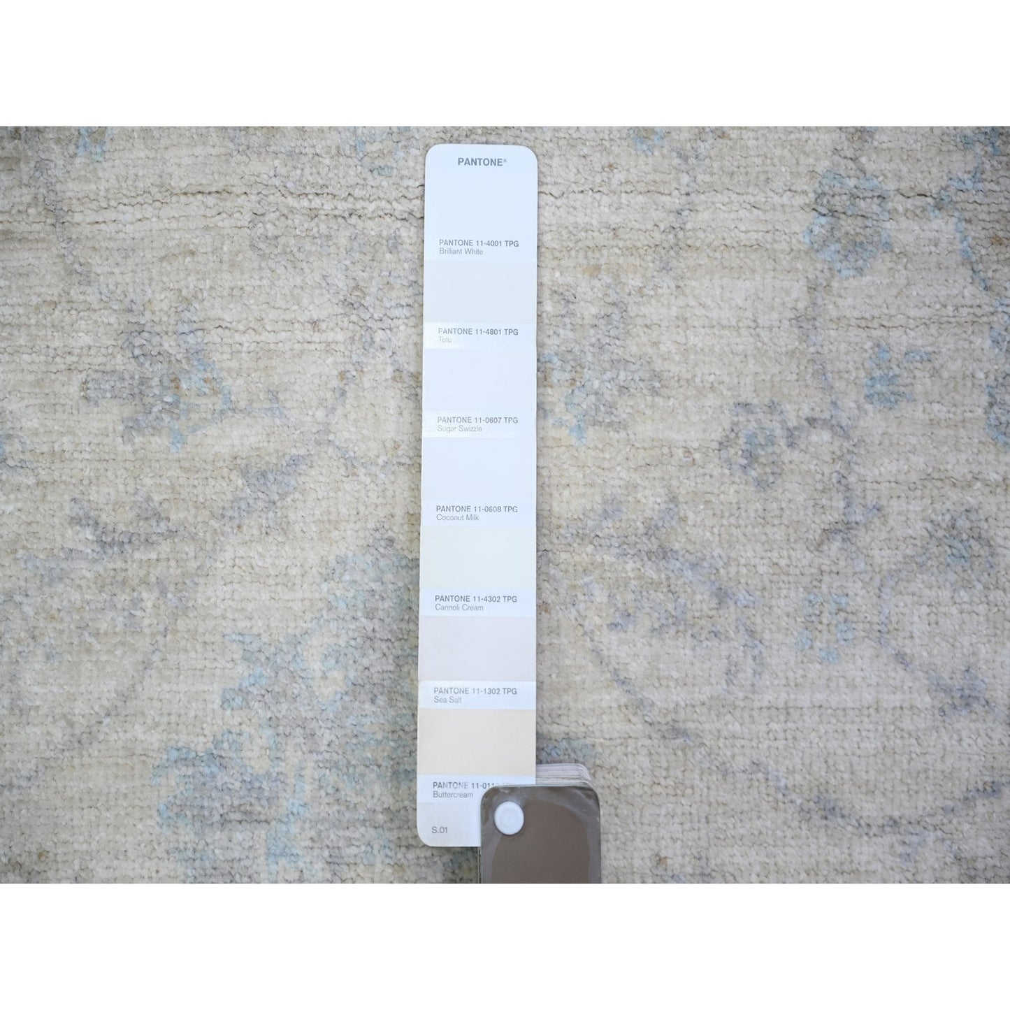 3'X4'9" Ivory, Organic Wool Hand Knotted, White Wash Peshawar, Rug