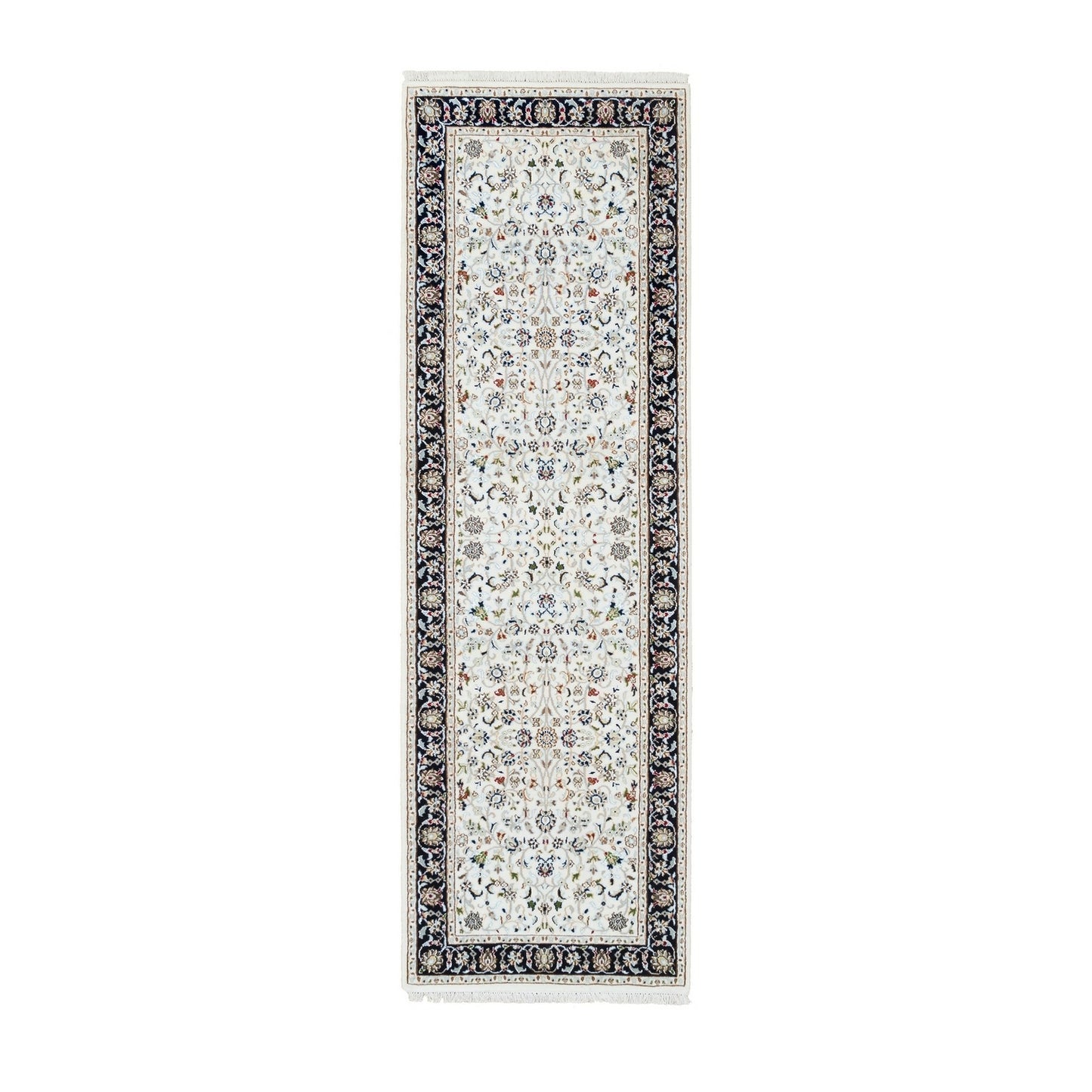 2'7"X8'2" Ivory Hand Knotted Nain 250 Kpsi Wool Runner Rug