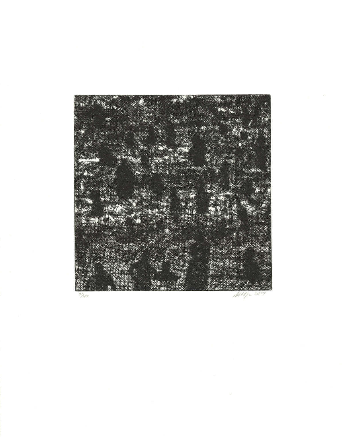 Wayne Gonzales Beach Signed " Etching Contemporary Black & White