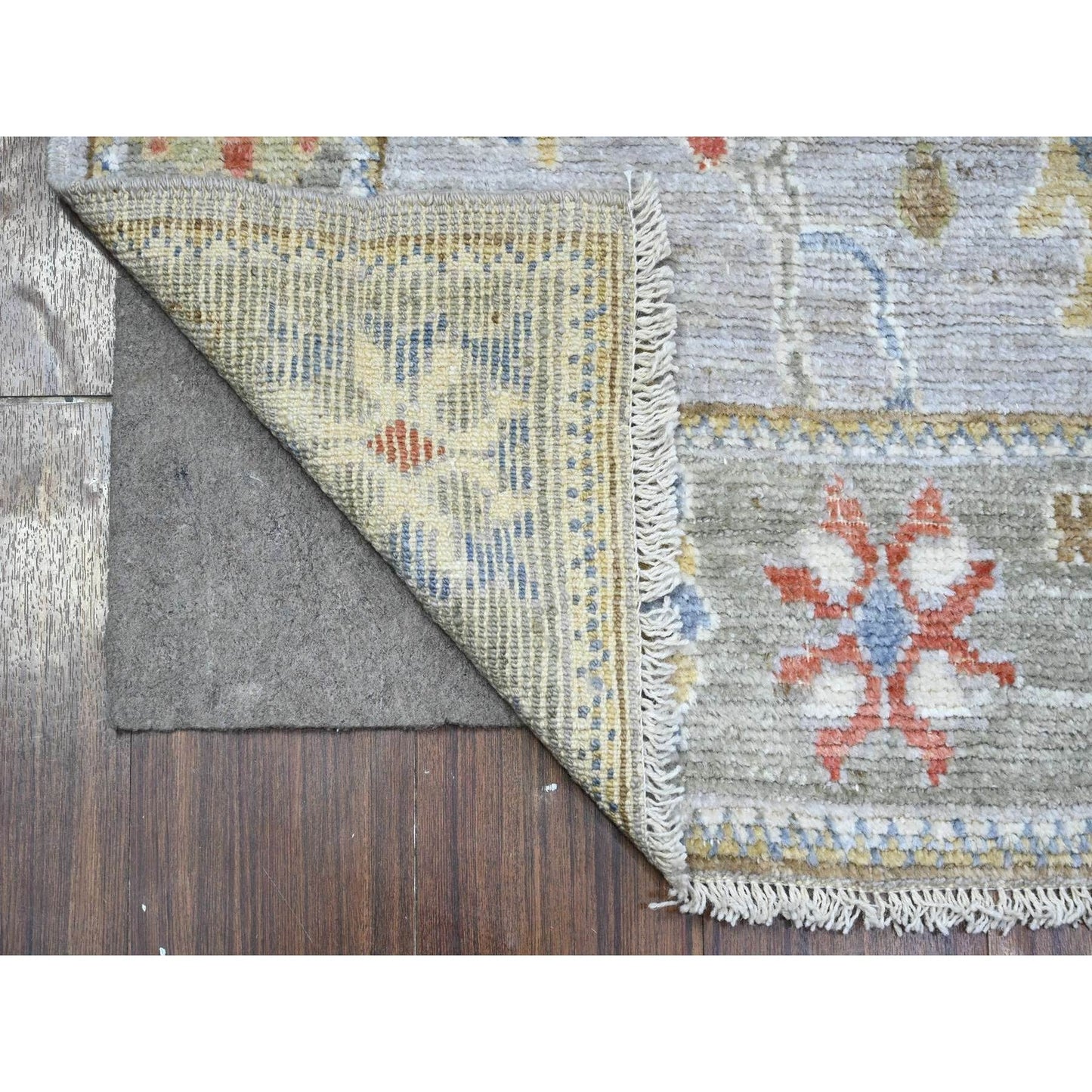 2'9"X12'6" Spanish Gray Angora Oushak Natural Dyes Runner Oriental Rug