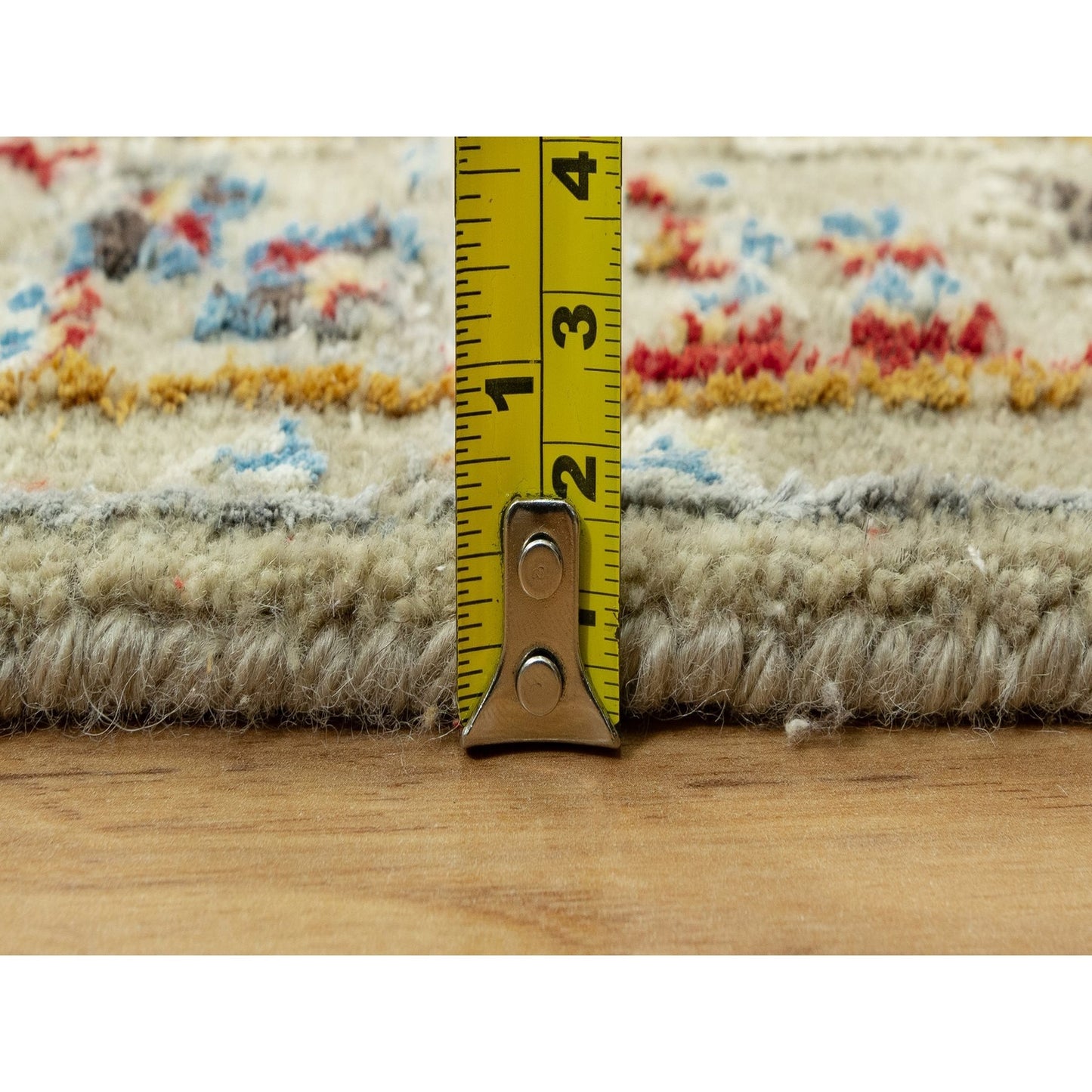 2'9"X18' Beige Wool And Silk Sunset Hand Knotted Runner Oriental Rug