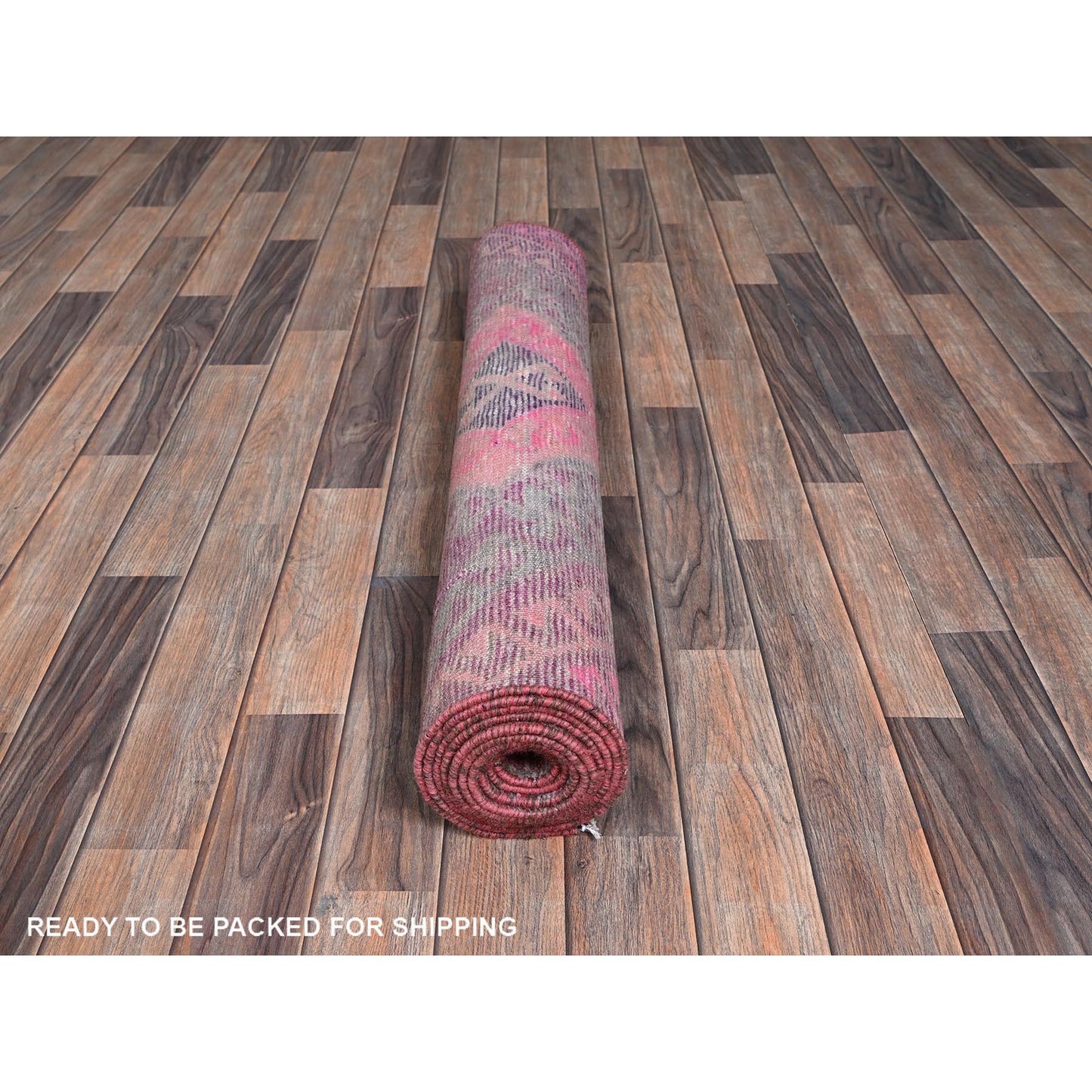 3'3"X9'7" Pink Overdyed Vintage Zoroastrian Hand Knotted Wool Runner