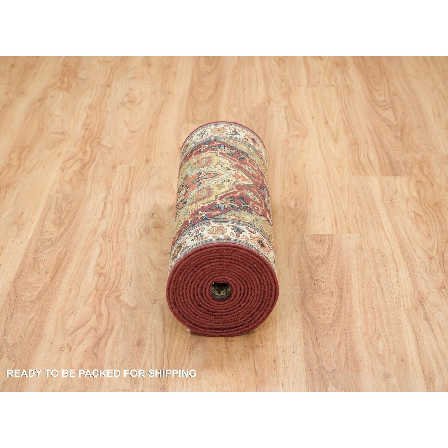 2'7"X22' Red Hand Knotted Heris Re-Creation Soft Wool Xl Runner Rug