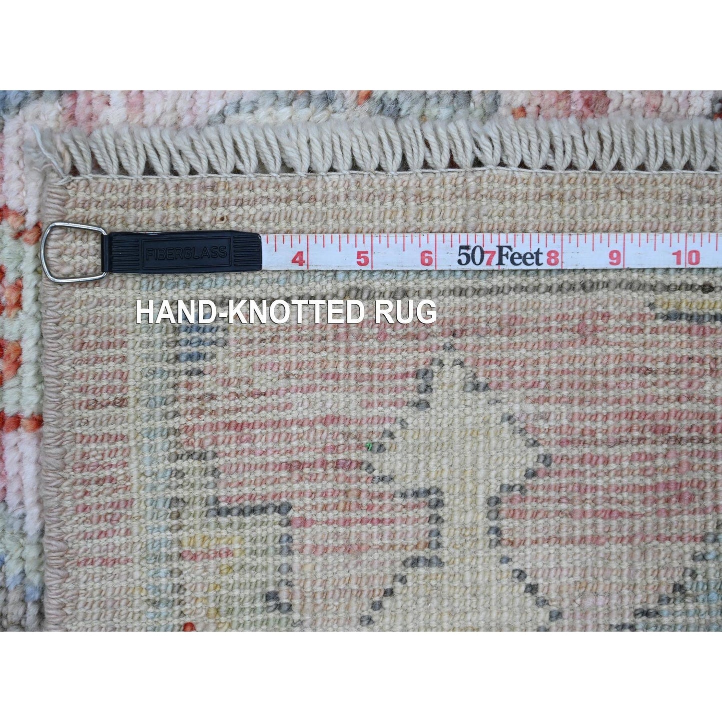 4'X6'2" Crepe Pink Anatolian Village Inspired Pure Wool Hand Knotted Rug