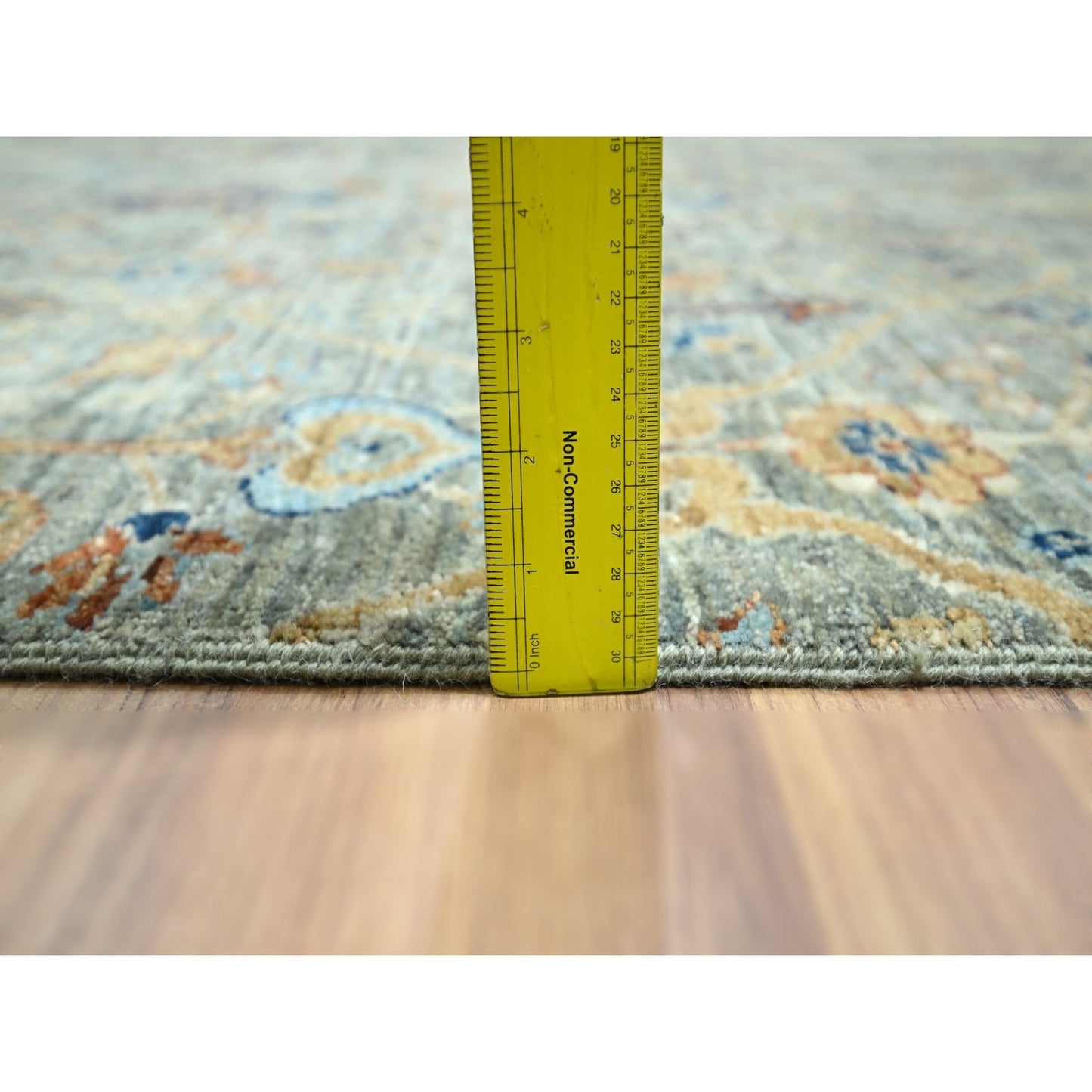 8'X9'10" Gray Zoroastrian Garden Pattern Hand Knotted Pure Wool Rug