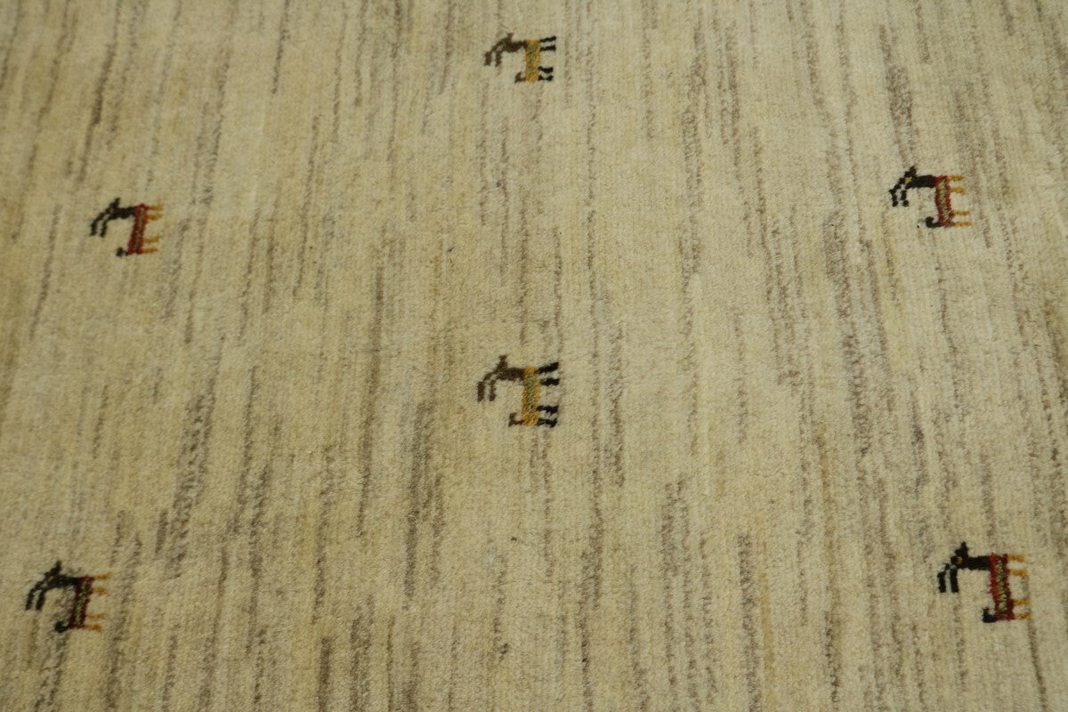 Modern Gabbeh Wool Area Rug Thick Pile Tribal