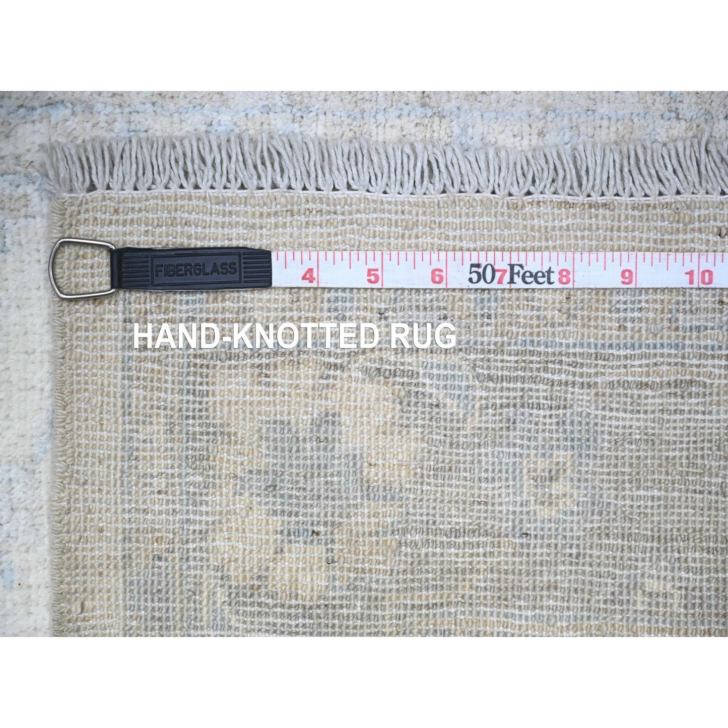 2'8"X12' Ivory Washed Out Peshawar Hand Knotted 100% Wool Runner Rug