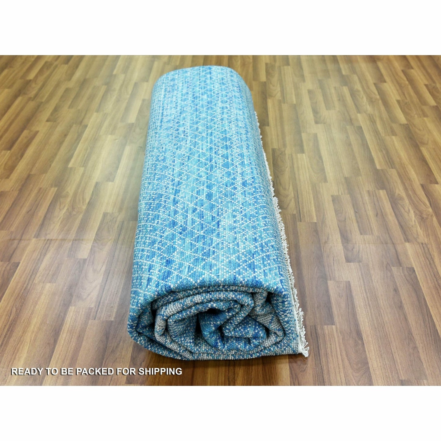 9'1"X12'2" Blue Hand Knotted Chiaroscuro Collection Wool Oriental Rug
