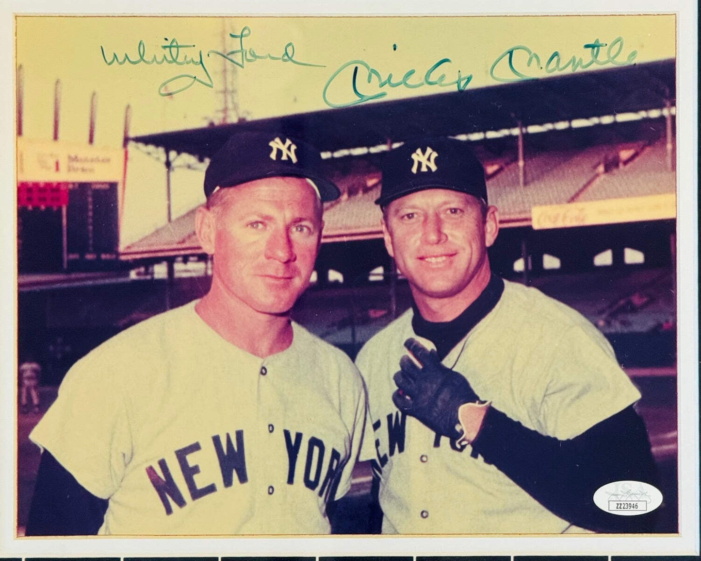 Mickey Mantle & Whitey Ford Autographed 8X10 Framed Baseball Photo (Jsa)