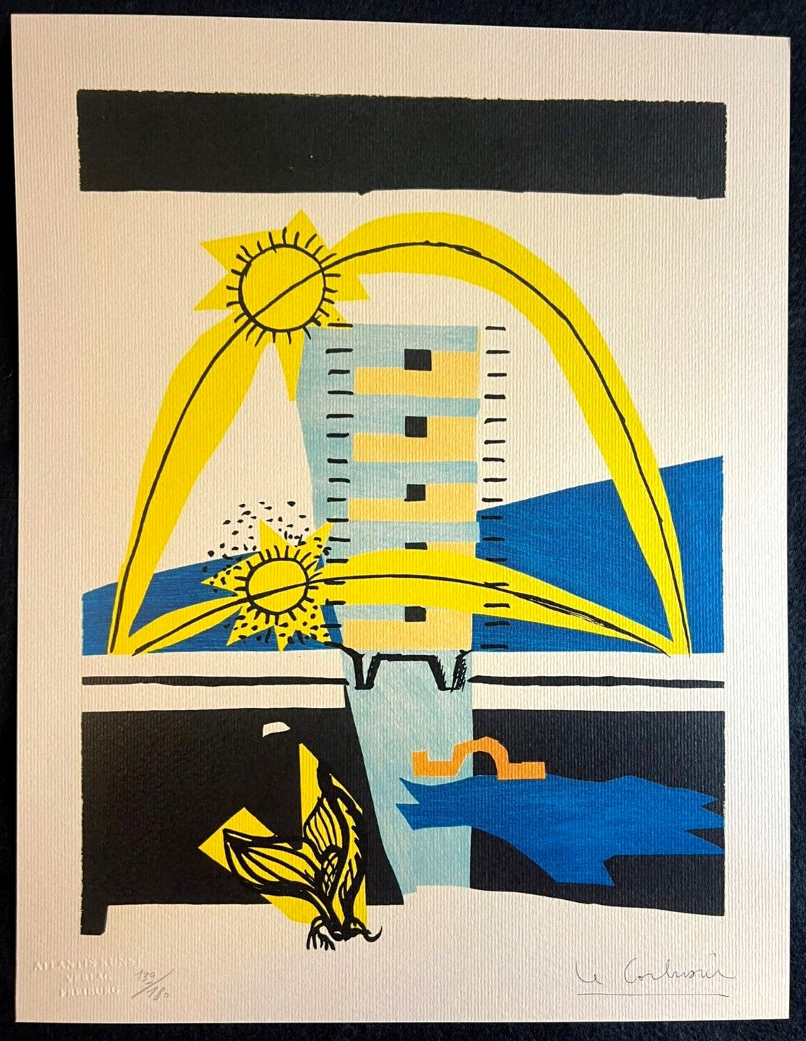 Le Corbusier Coa Lithograph Stamped Approved /