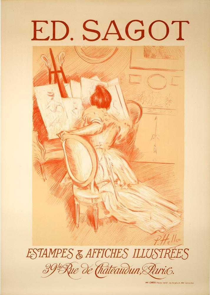Heleu C1900 Editeurs Sagot Original Stone Lithograph Estampes Affiches