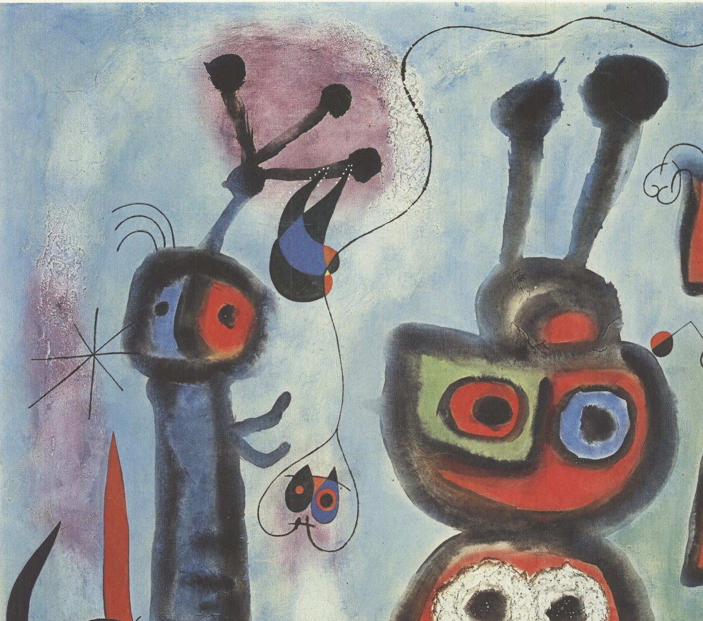 Joan Miro The Bird With A Calm Look It' Wings In Flames " Offset