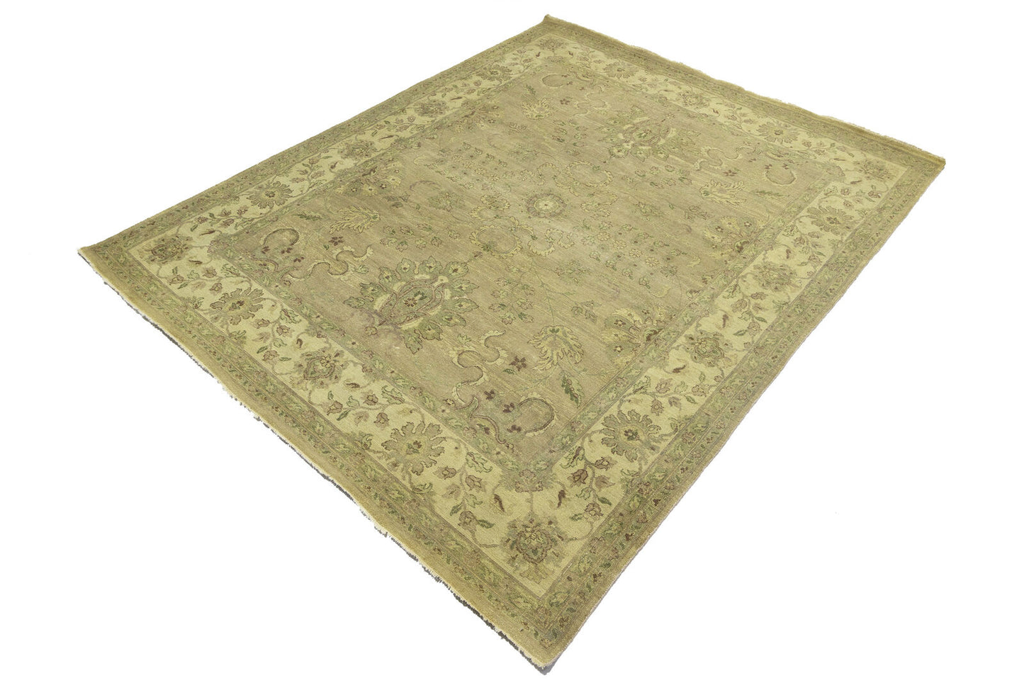 Hand-Knotted Wool Oriental Rug Large Distressed