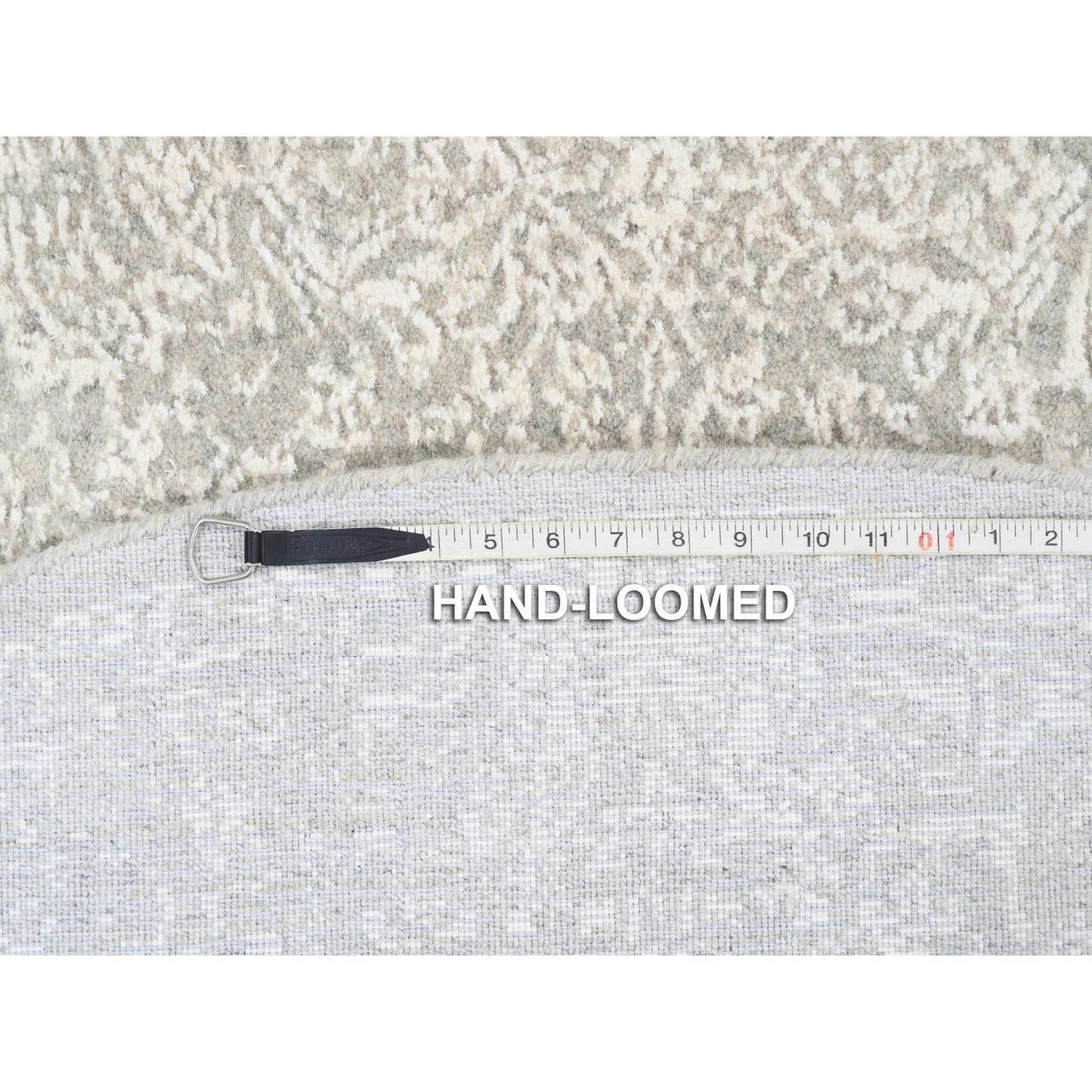 6'X6' Beige Wool And Silk Hand Loomed Fine Jacquard Round Rug