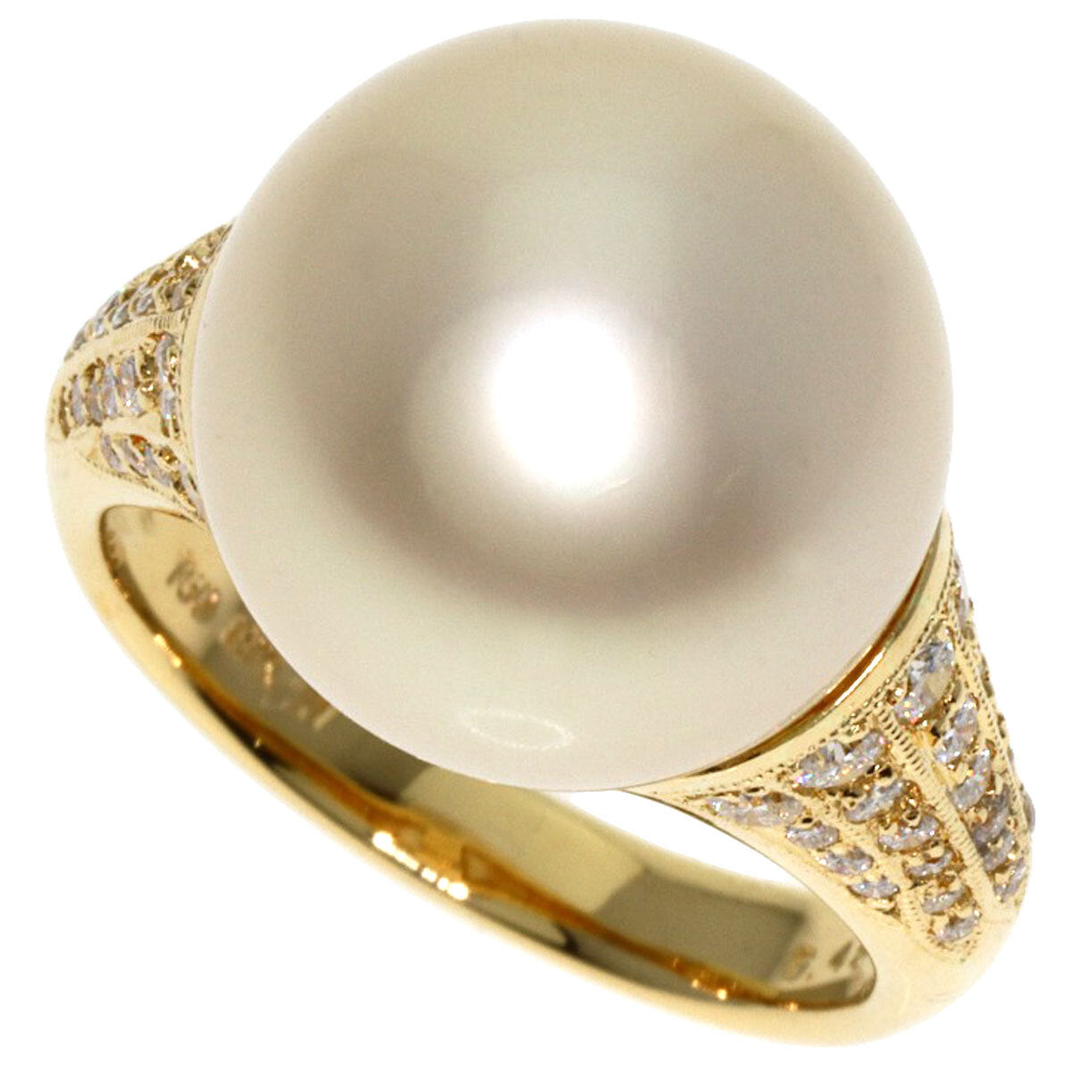 Ponte Vecchio Ring Pearl Pearl Diamond K18 Yellow