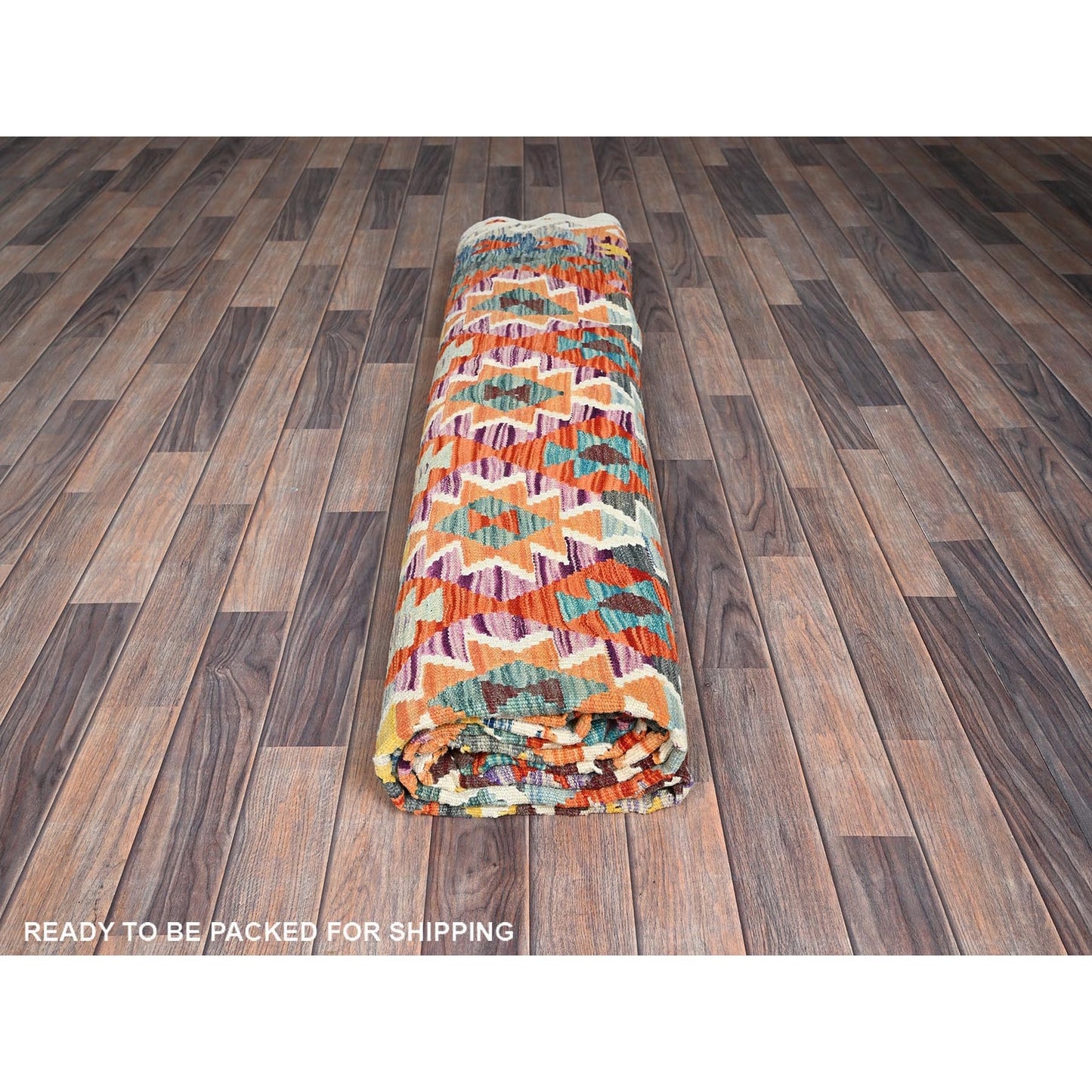 10'X13' Colorful Afghan Kilim Flat Weave Pure Wool Hand Woven Rug
