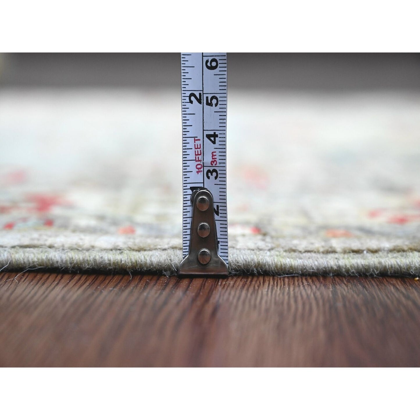 2'7"X7'7" Gray Heris With Dragon Design Pure Wool Hand Knotted Runner Rug