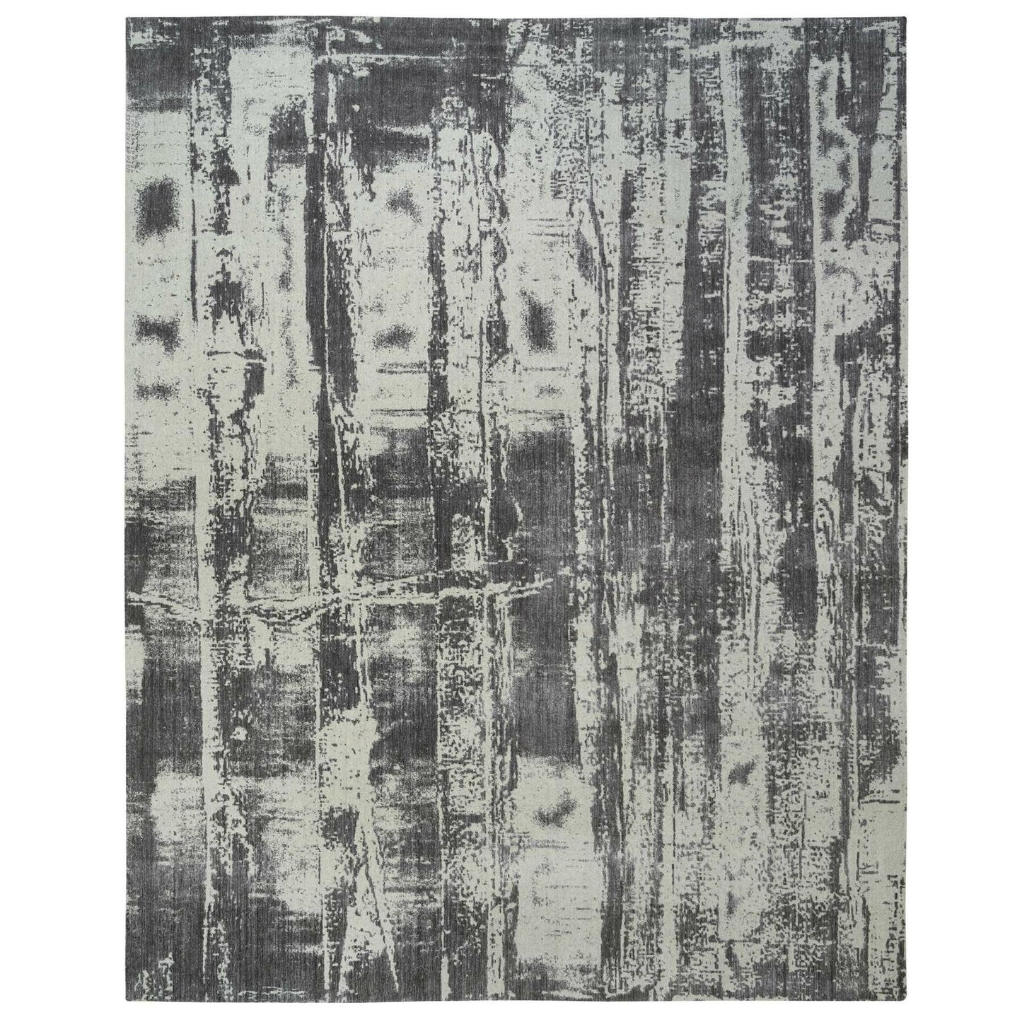 12'X15' Black Modern Design Wool And Silk Hand Loomed Oversized Rug