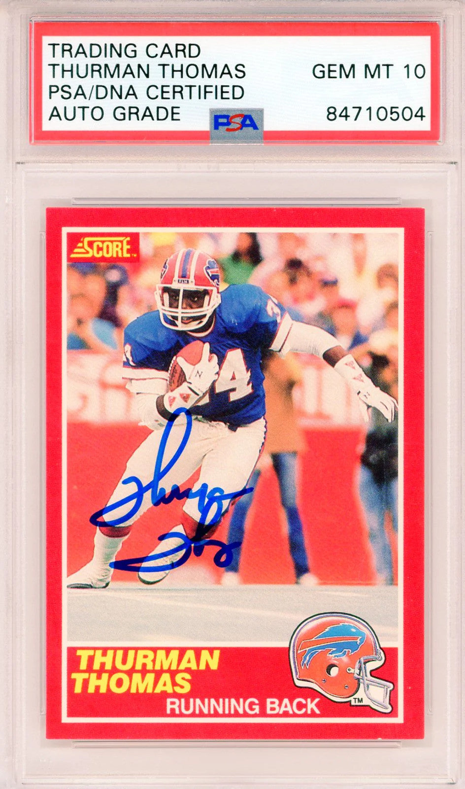 Thurman Thomas Autographed 1989 Score Card #211 (Psa Auto Gem Mt 10)