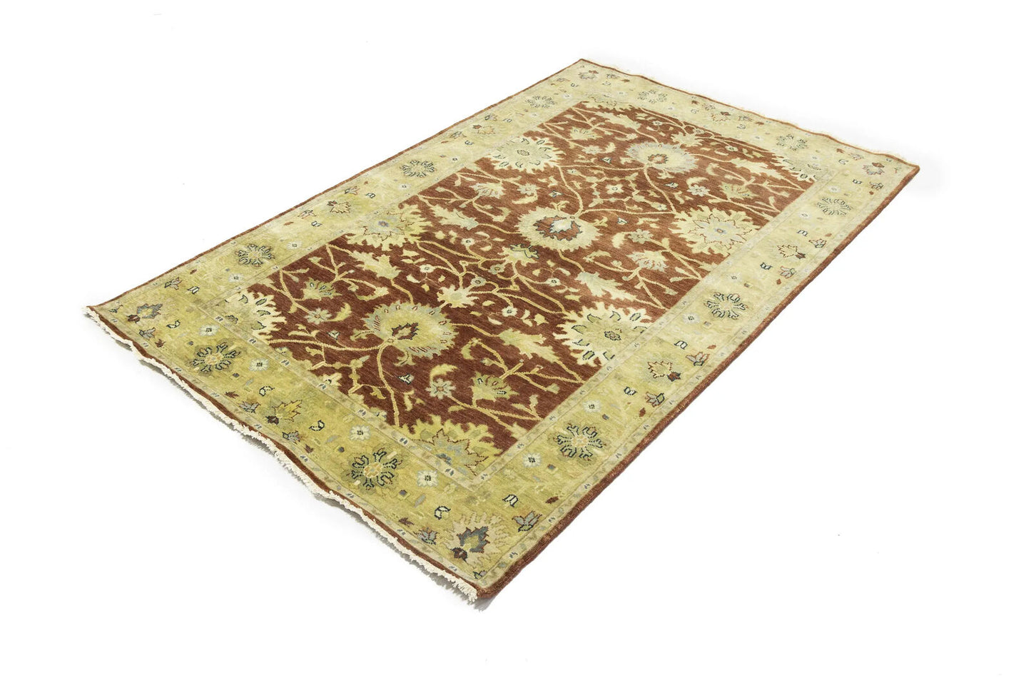 Rust Oushak Chobi Hand-Knotted Wool Rug Floral