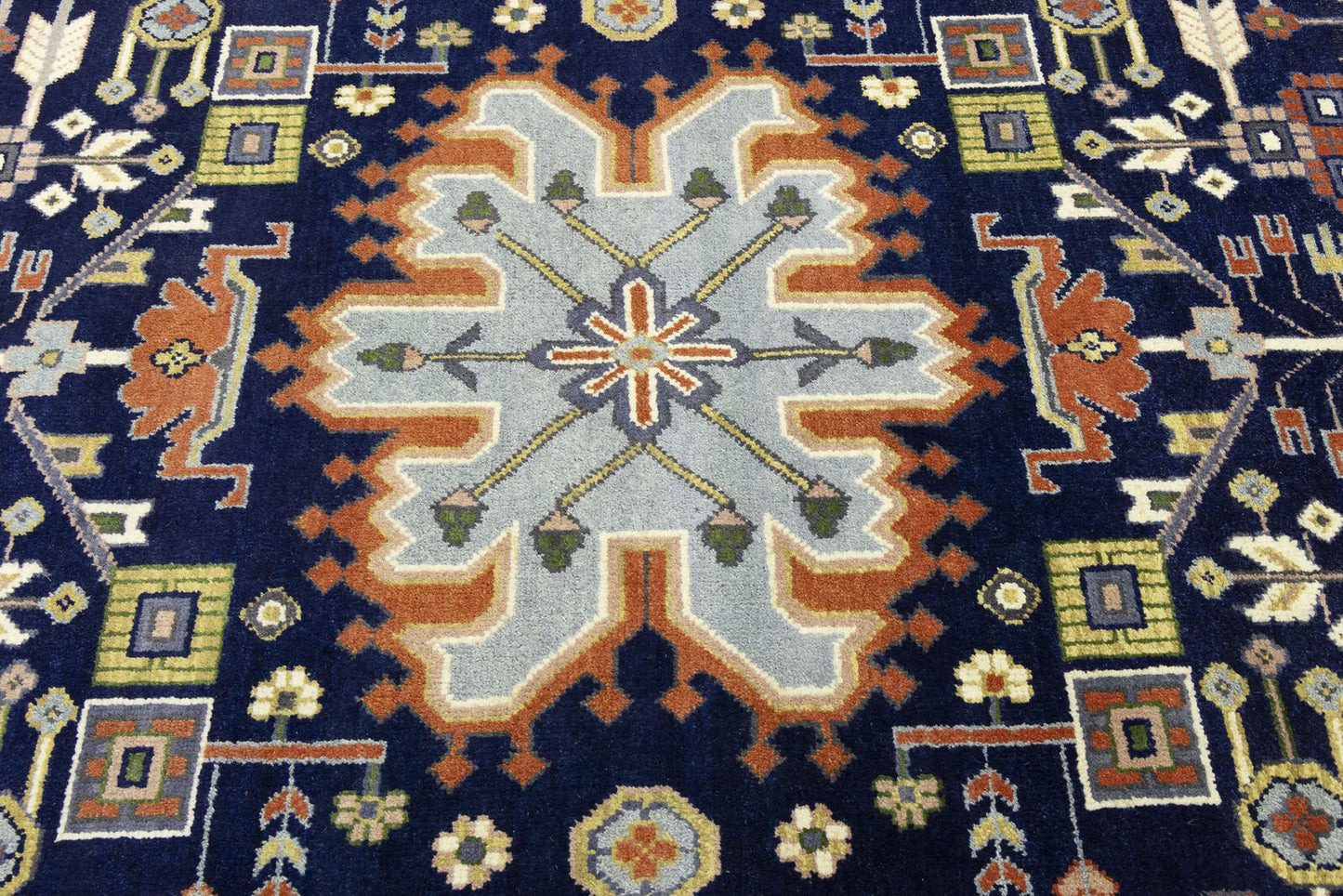 9X12 ft Navy Tribal Heriz Serapi Wool Oriental