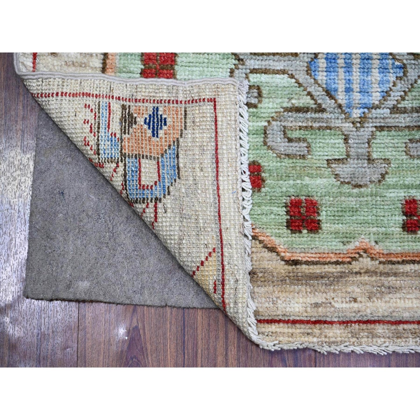 3'X10' Tan Color Anatolian Village Inspired Wool Hand Knotted Runner Rug
