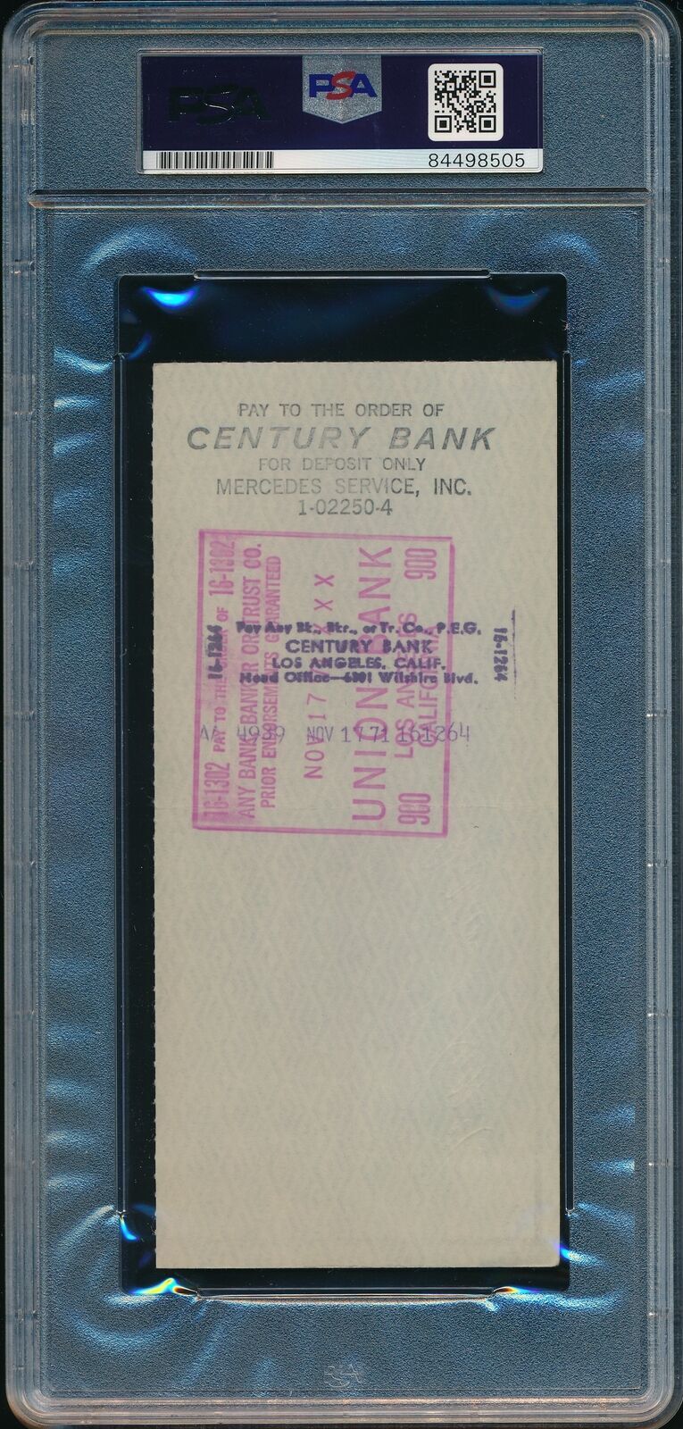 Bill Russell Hof Autographed/Signed 1971 Bank