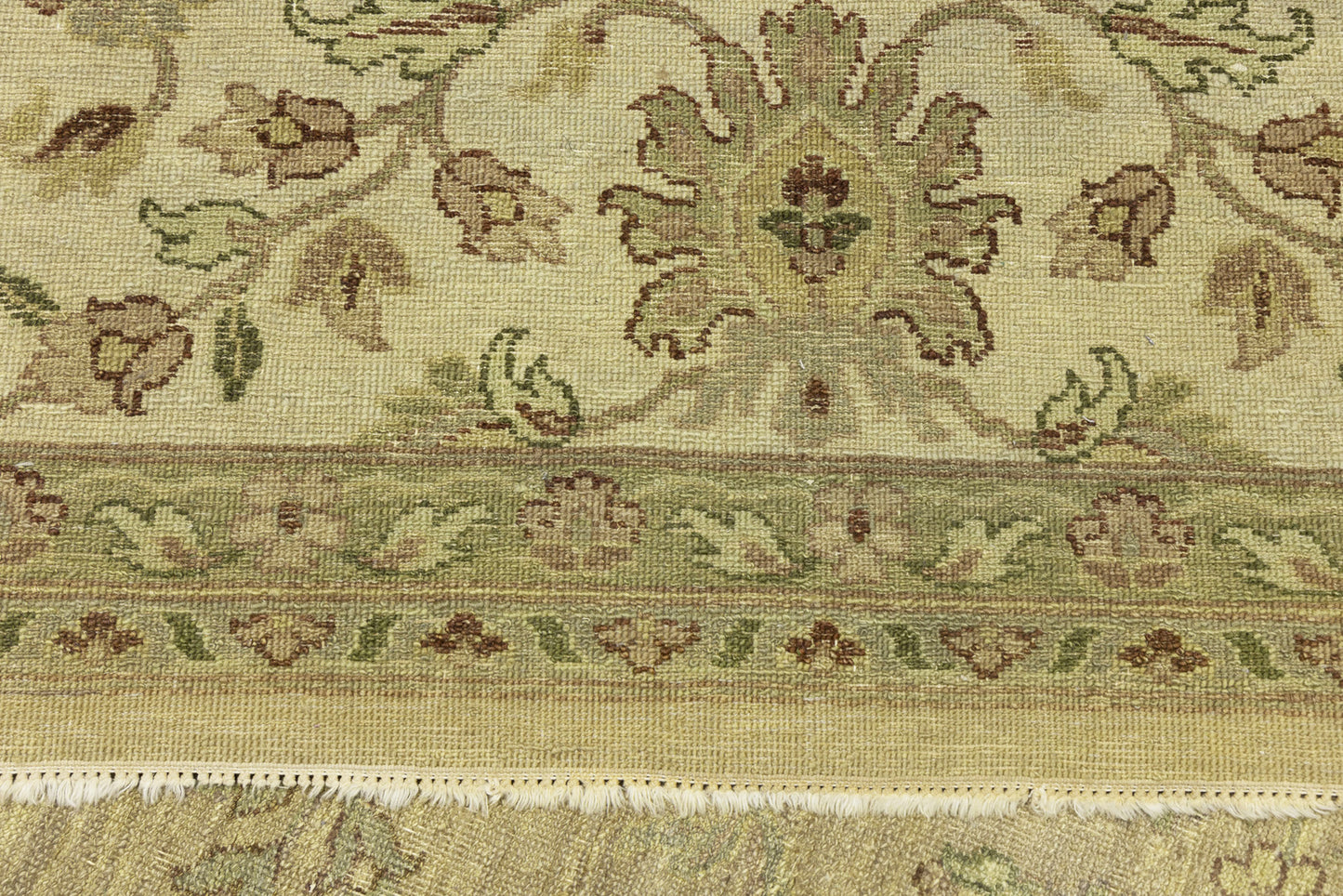 Hand-Knotted Wool Oriental Rug Large Distressed