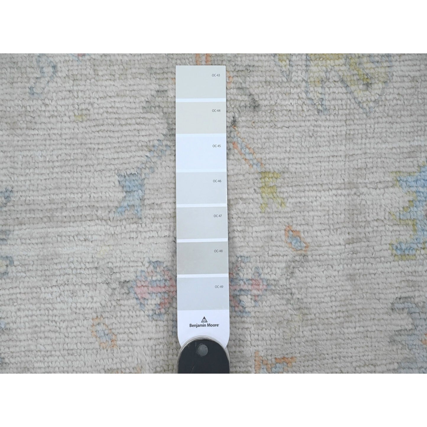 2'8"X15'7" White Angora Ushak Leaf Design Wool Hand Knotted Runner Rug