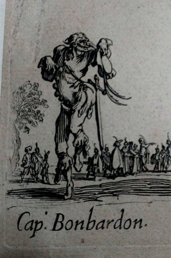 Jacques Callot Etching Cap. Bonbardon & Cap. Grillo 1621 Balli Di Sfessania