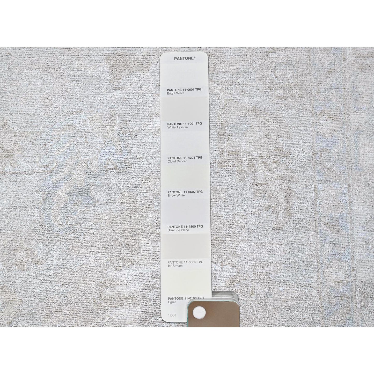 8'X9'10" Cloud Gray White Wash Peshawar Hand Knotted 100% Wool Oriental Rug