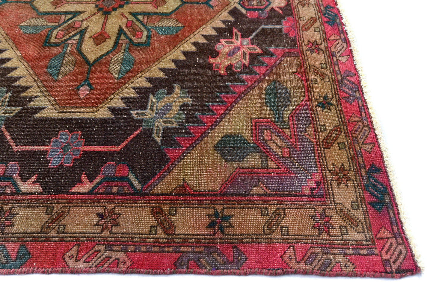 Semi-Antique Distressed Oriental Runner Rug Muted