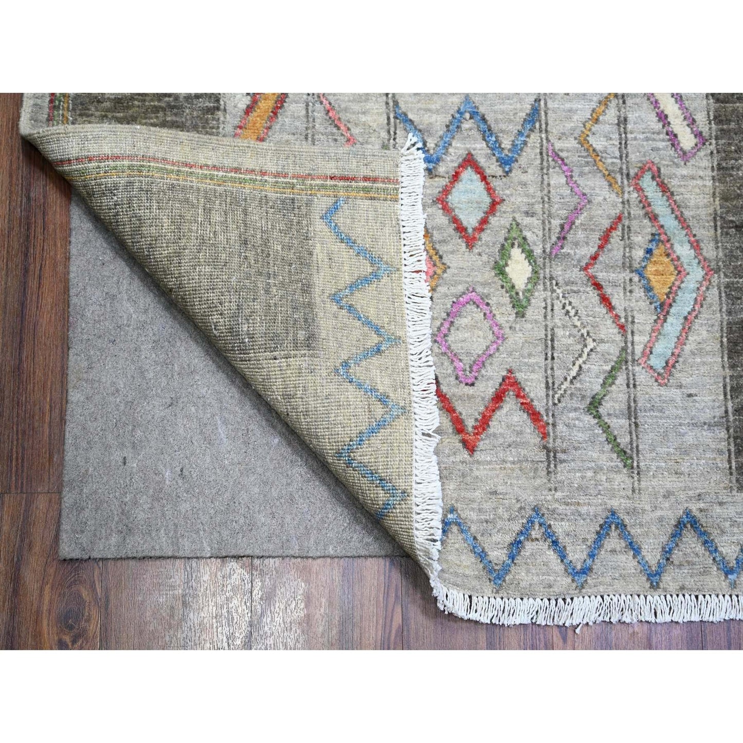 9'10"X13'8" Cloud Gray Fine Peshawar Wool Hand Knotted Oriental Rug