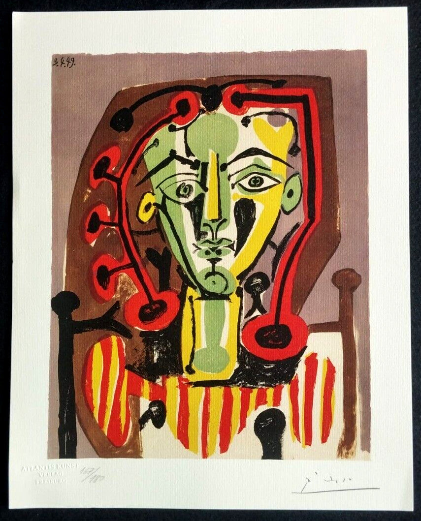 Pablo-Picasso Signed Numbered Pencil Coa Lithograph Cancelled