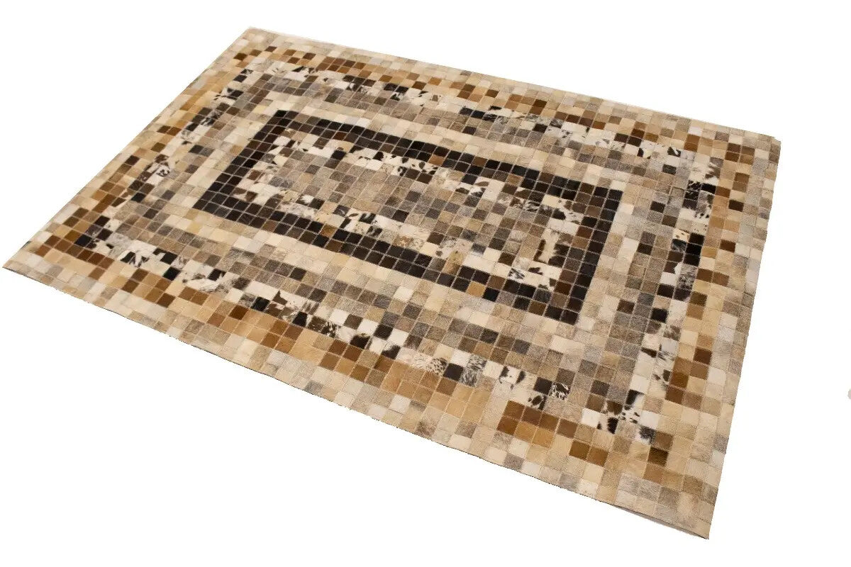 Hand-Crafted Modern Cowhide Leather Rug