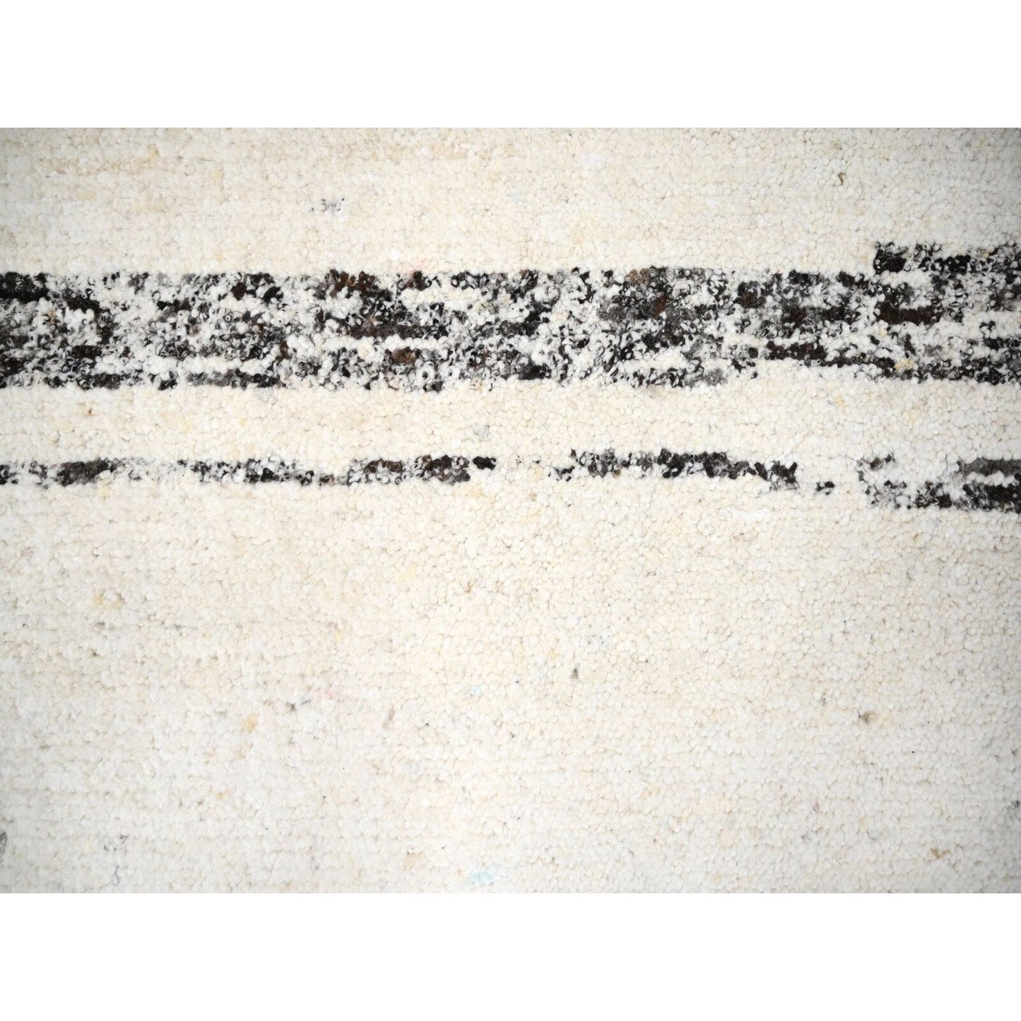 12'X17'9" Ivory Striae Design Wool Hand Knotted Oversized Oriental Rug