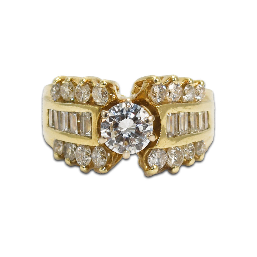 14K Yellow Gold Diamond Ring 1.60 Ct Tdw G-H