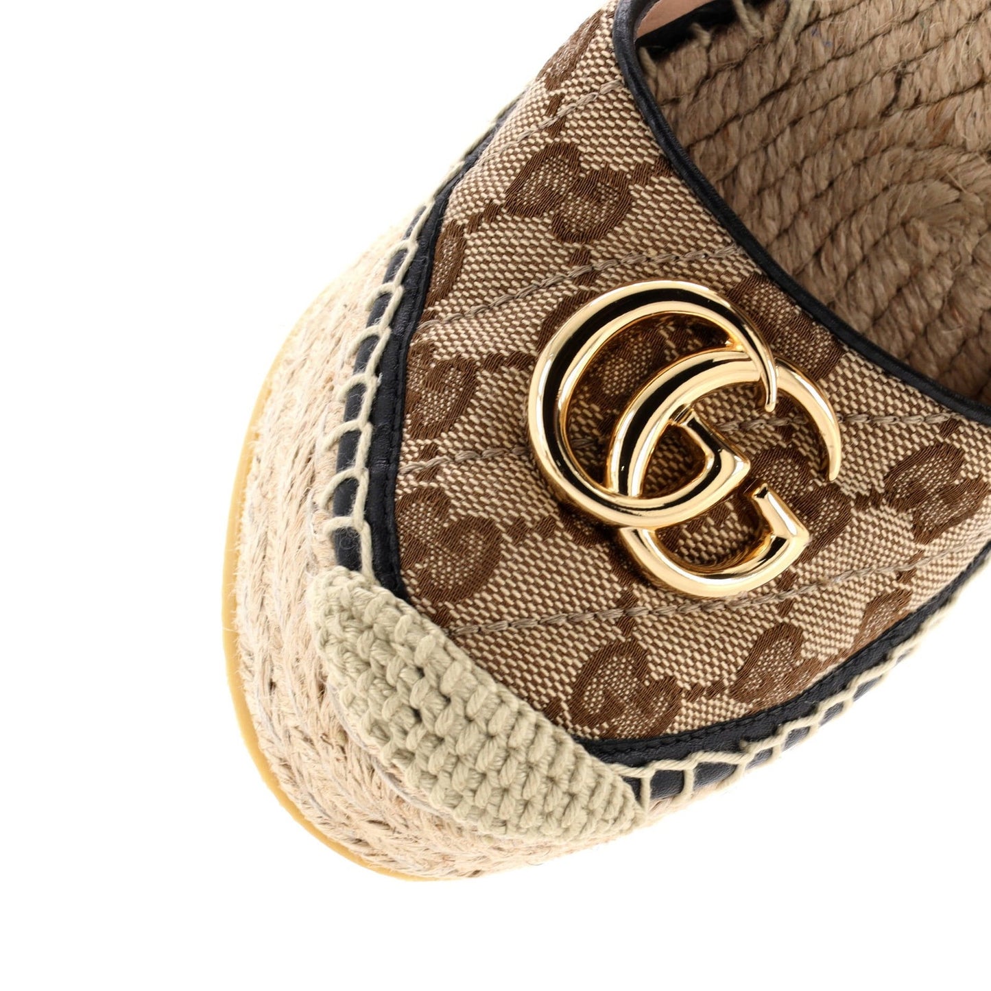Gucci Women'S Gg Marmont Wedge Espadrilles Diagonal Quilted Gg Canvas