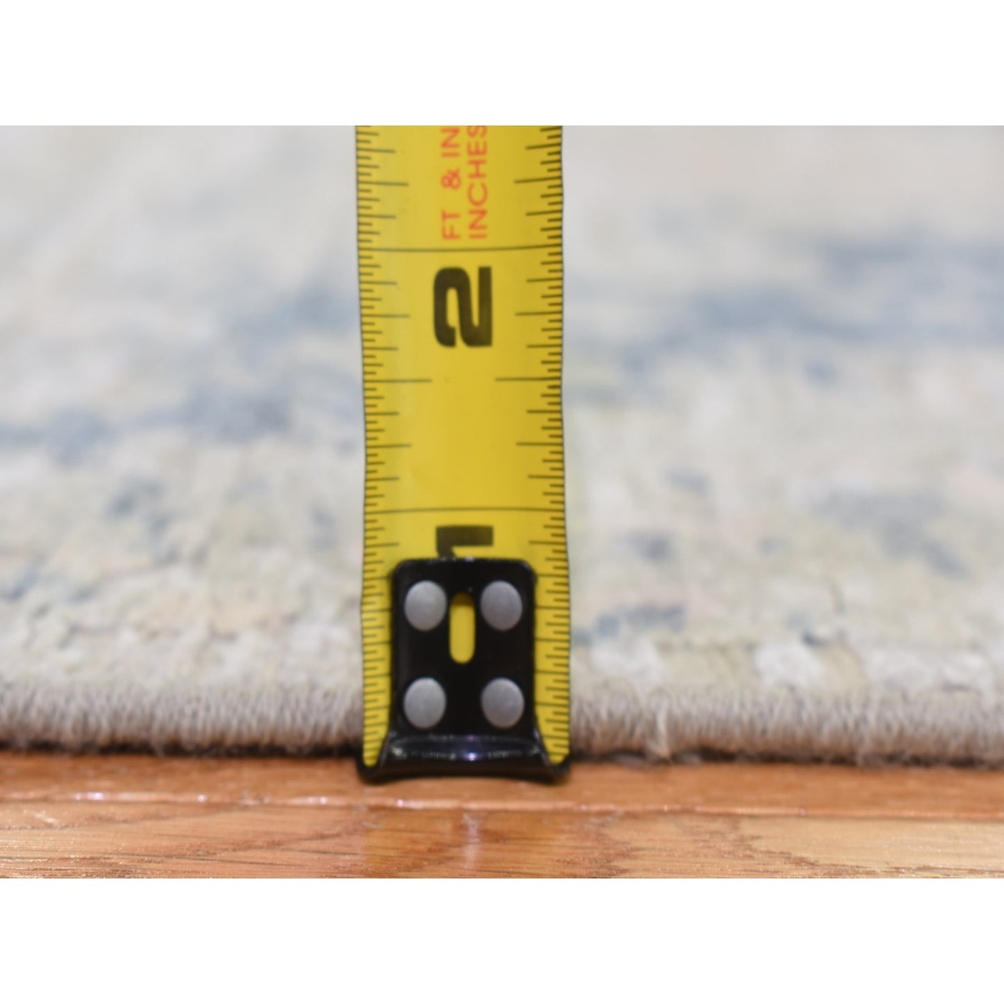 8'X9'6" Silver Blue Silk With Textured Wool Modern Hand Knotted Rug