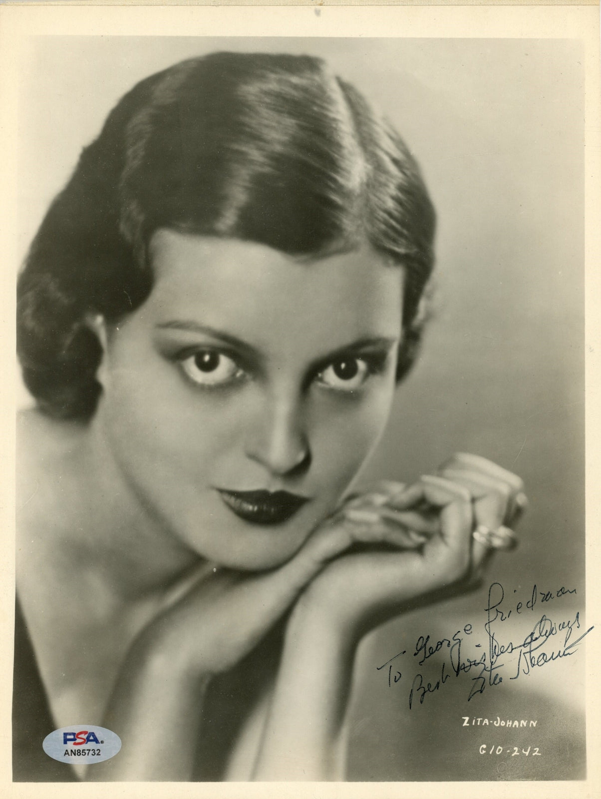 Zita Johann Signed/Inscribed 8X10 B/W Photo Actress "The Mummy" Psa/Dna 192083
