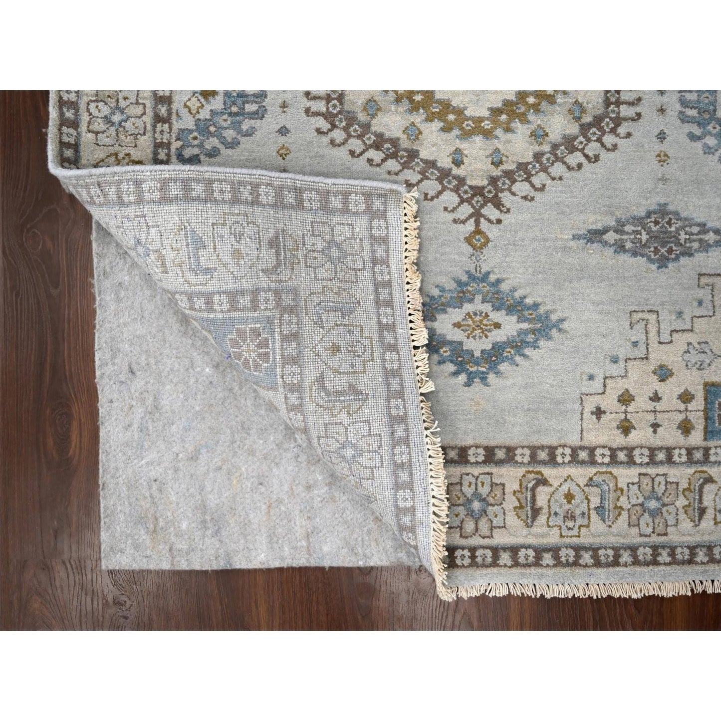 4'X10'1" Rhino Gray Wool Farsian Village Hand Knotted Wide Runner Rug
