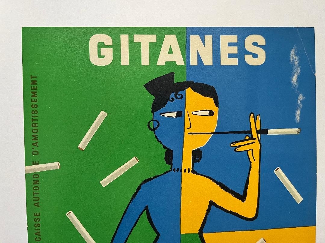 Raymond Savignac Vintage Lithograph Gitanes 1954 Original French Poster