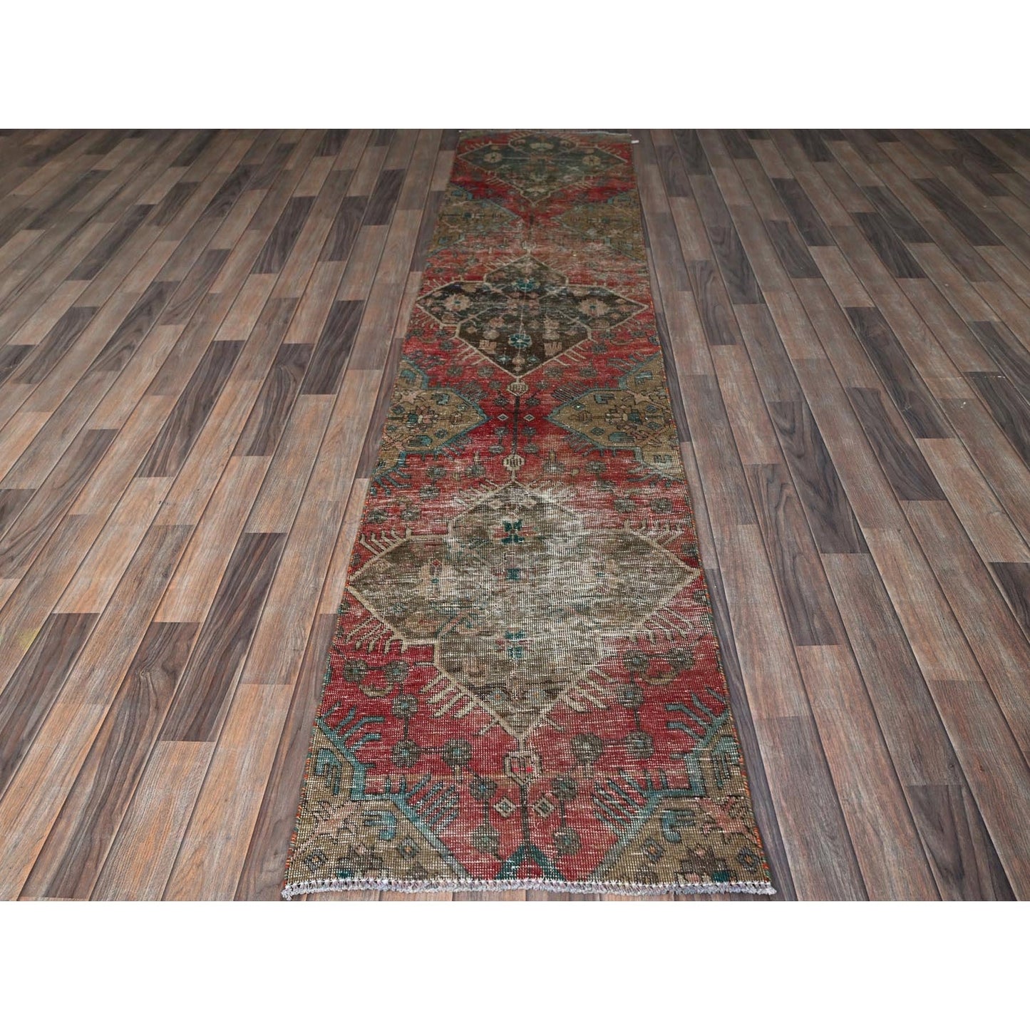 2'2"X9'9" Red Vintage Northwest Zoroastrian Hand Knotted Wool Runner Rug