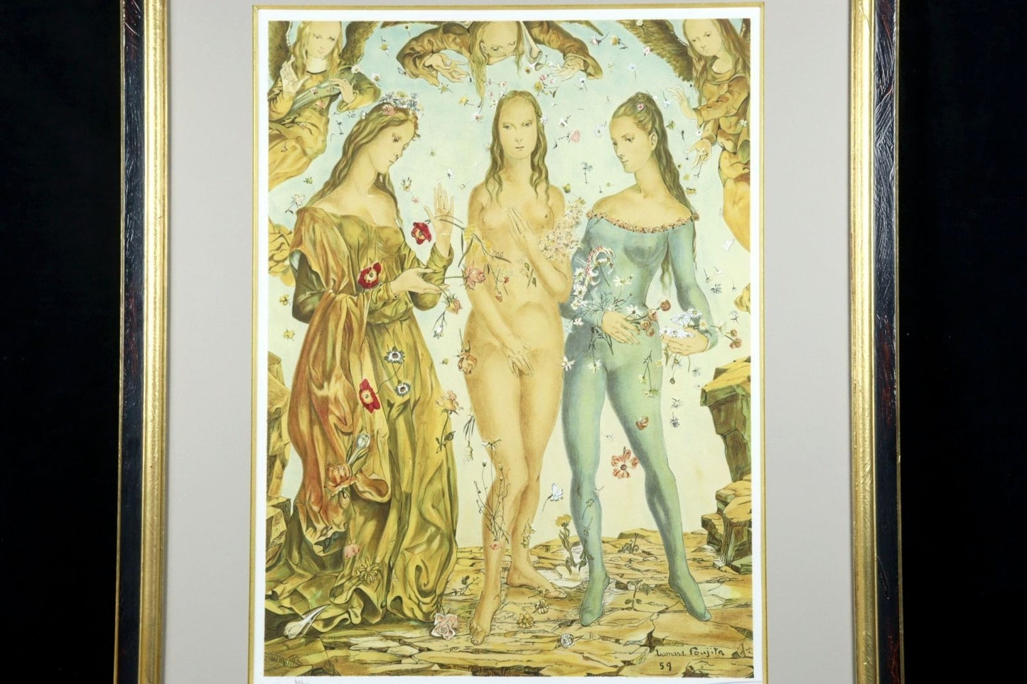 Foujita Baptme De Fleurs Lithograph 1998 Adagp Ed.147/275 Framed