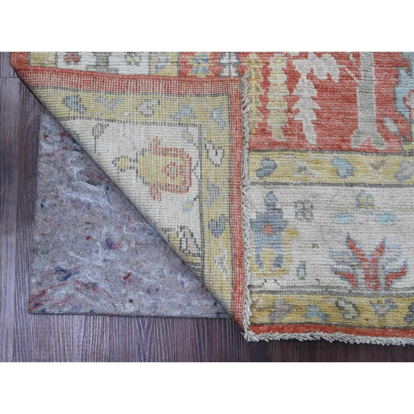 5'X6'10" Red Hand Knotted Afghan Angora Oushak Tree Design 100% Wool Rug